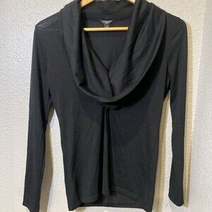 Ann Taylor Petite Black Cowl Neck Long Sleeve Top Size MP